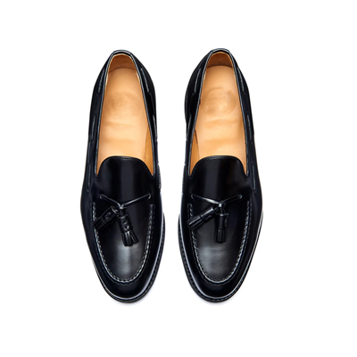 Black Hi Shine Tassel Loafer