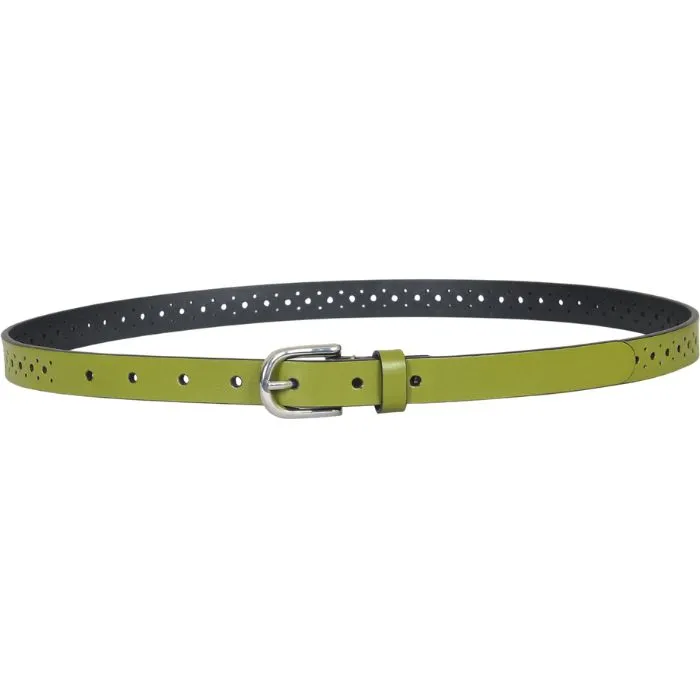 Women'S Slim Perforated Leather Belt
