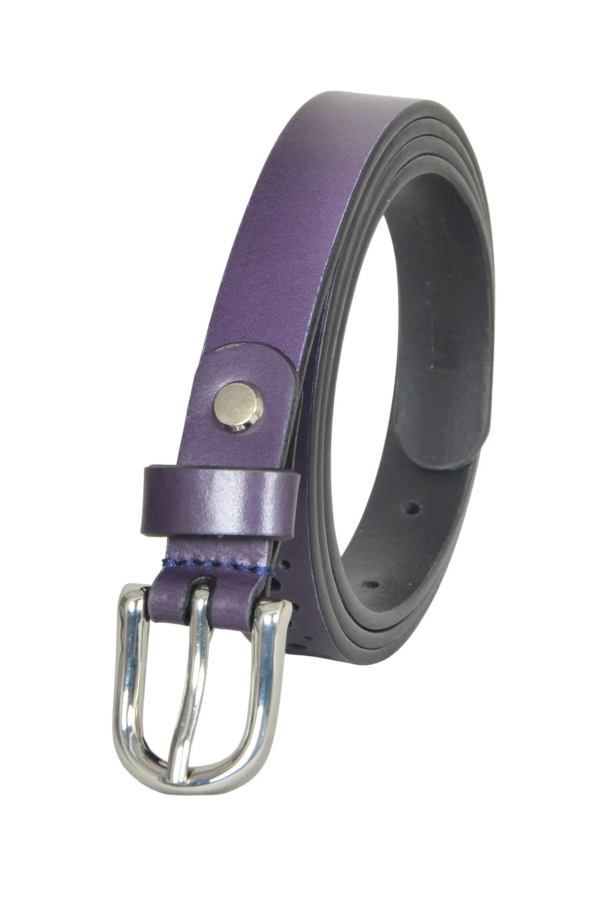Women'S Slim Perforated Leather Belt - 00000022