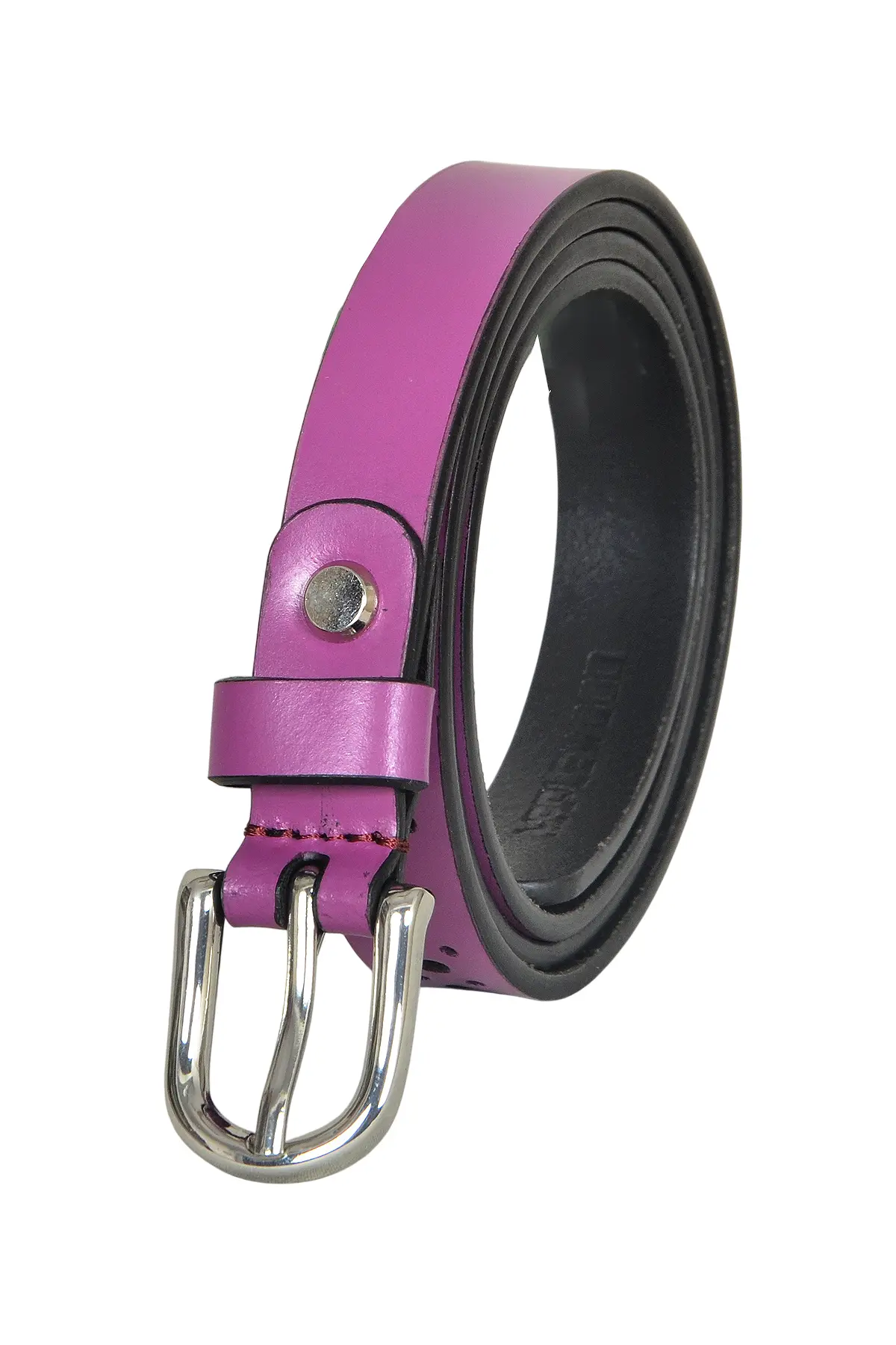 Women'S Slim Perforated Leather Belt - 00000023