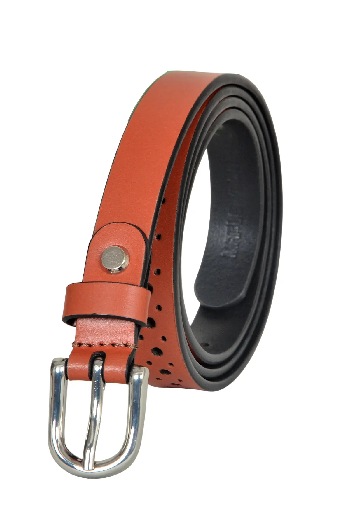 Women'S Slim Perforated Leather Belt - 00000024