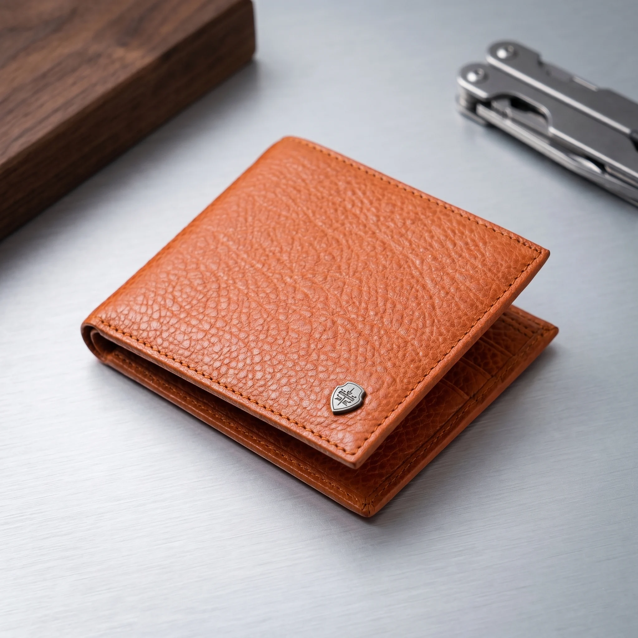 Genuine Leather Wallet - Tan